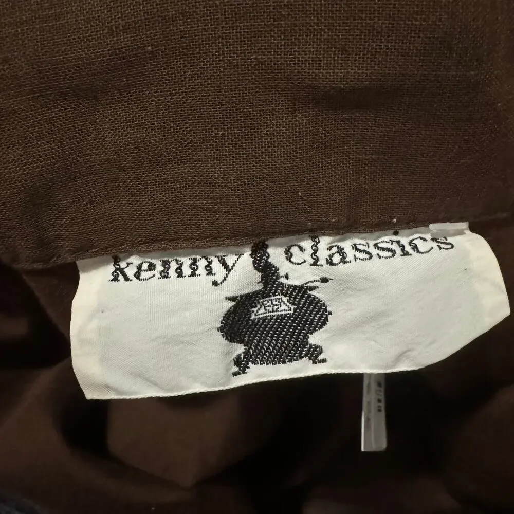 VINTAGE Brown Long Sleeve button down shirt dress Mini Coastal Cowboy Retro SZ S - Picture 6 of 8